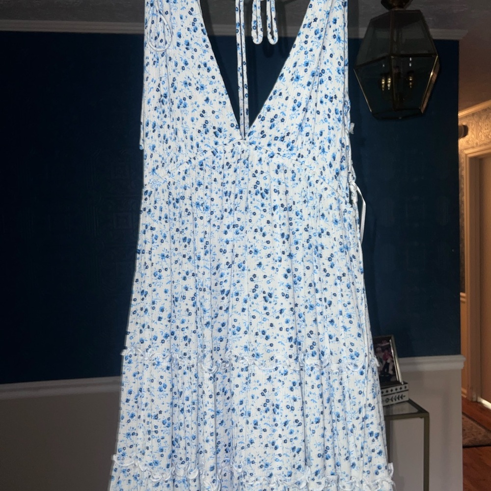 Floral Blue and White Women's Dress